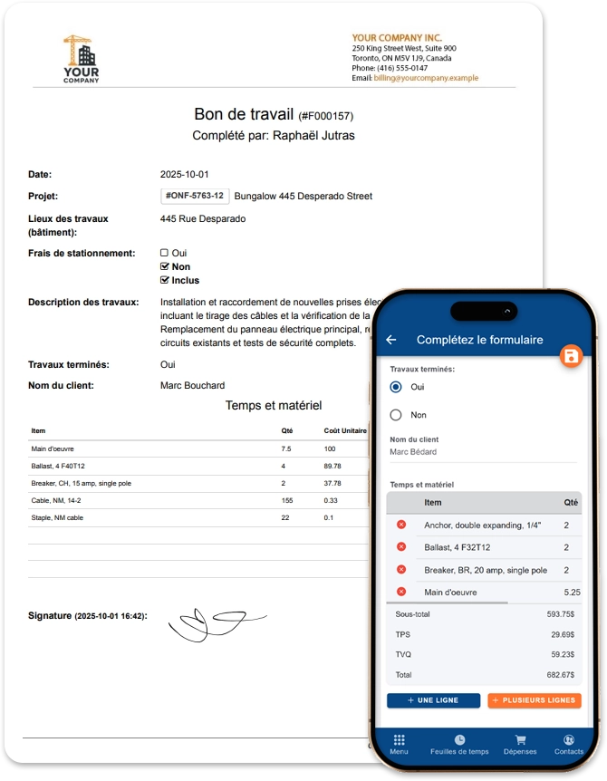 Aperçu du module de formulaires Comworker