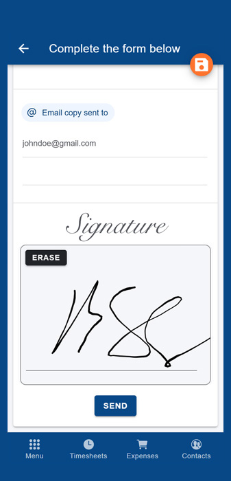 Signature on a form