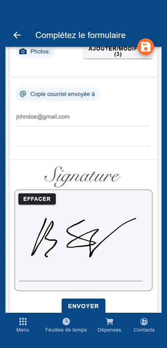 Signature sur formulaire