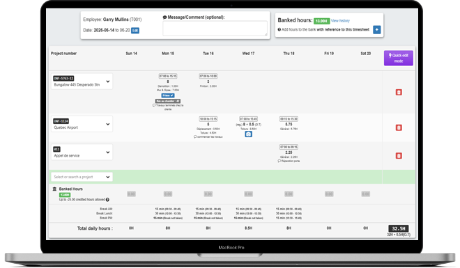 Administrator timesheet report